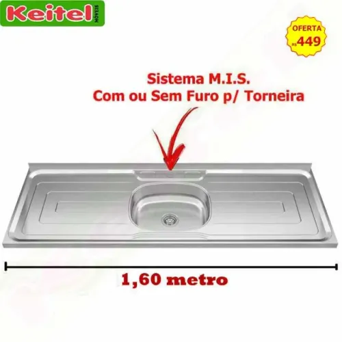 Pia Inox 1,60 de Largura - Sistema MIS