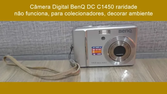 câmera digital benq dc c1450 prata raridade colecionar, decorar