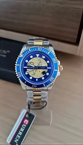 Relógio Curren Inox Dourado e azul 