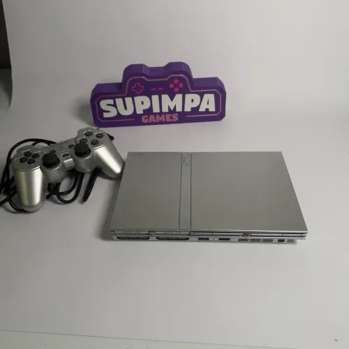 Ps2 Silver Prata Console Americano Bloqueado - Playstation 2 Completo