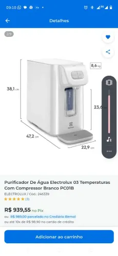 Purificador de água Eletrolux