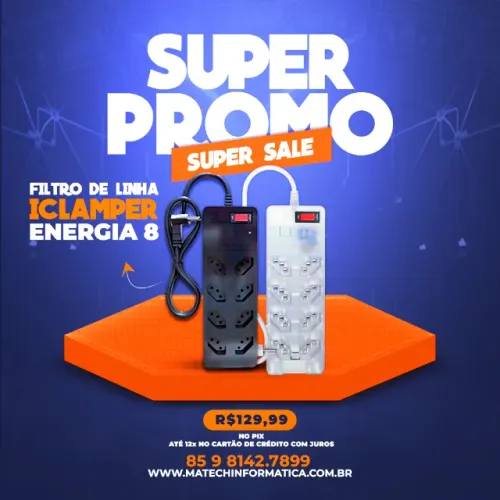 Filtro de Linha iClamper Energia 8 - Transparente ou Preto