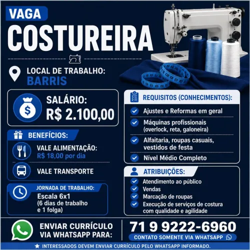 Vaga para Costureira