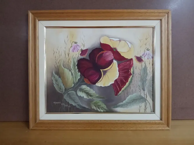 Quadro Pintura a Óleo com moldura de madeira 