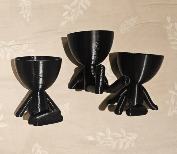 trio de vasos bob para suculentas preto