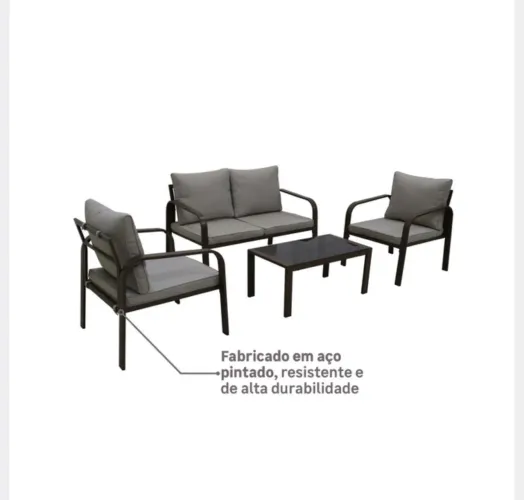 Conjunto para Jardim com sofá, poltronas e mesa de centro 