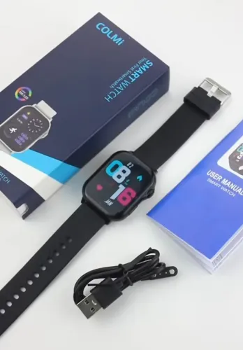 Smartwatch COLMI P82 GPS, Amoled, 1ATM, Preto