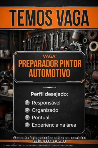 Vaga para : preparador pintor