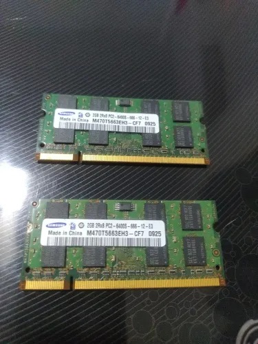2 Memórias para notebook Samsung 2Gb DDR2 PC2 6400s 666