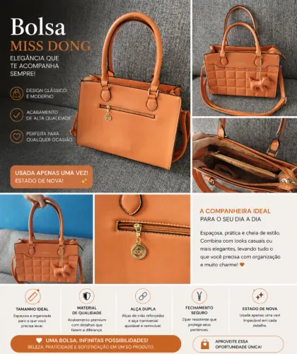 bolsa feminina miss dong caramelo com alça transversal