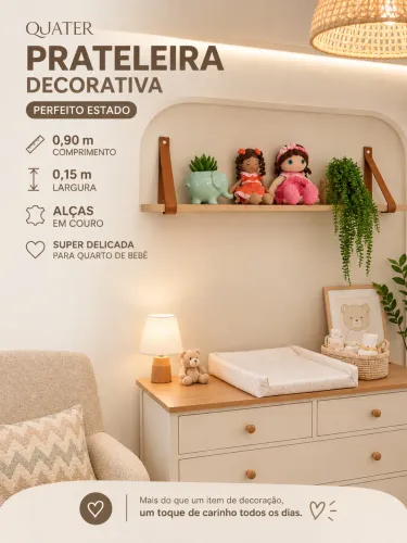 Prateleira alça couro Quarto bebê Infantil