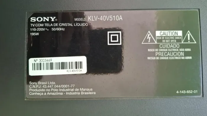 TV SONY KLV40V510A C/ DEFEITO NA PLACA P/ RETIRADA DE PEÇAS