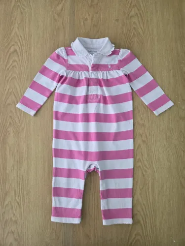 macacão ralph lauren listrado rosa 9m
