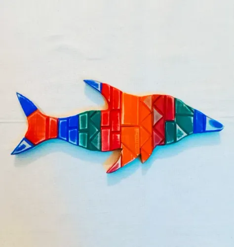 Golfinho Escultura Madeira decoração infantil 47 cm
