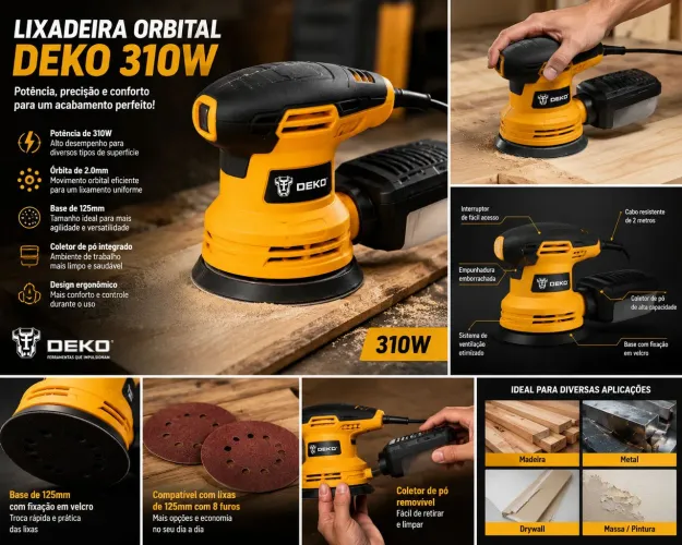 Lixadeira orbital Deko 320w nova