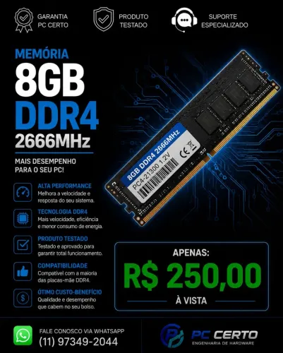 Memória RAM 8GB DDR4 2666MHz 