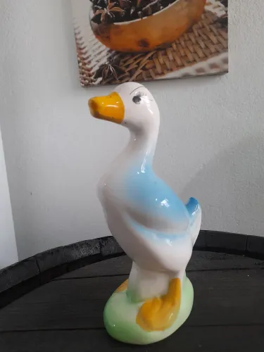 Estátua decorativa Pato pintado à mão