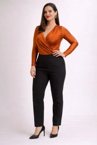 Body transpassado | cor cobre acetinado manga longa decote transpassado | TAM M 