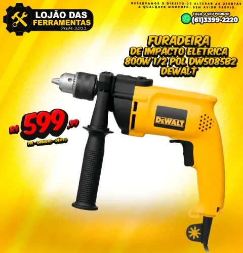 Furadeira de Impacto Elétrica 800w 1/2 Pol DW5085B2 Dewalt
