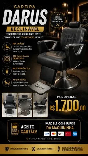 Cadeira Darus Reclinável para Barbearia 