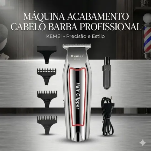 Máquina Acabamento Cabelo Barba Profissional KM-032 para Cabeleireiro e Barbearia