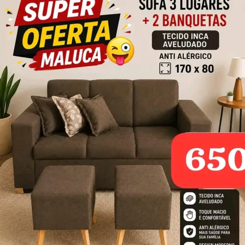 Sofá três lugares entrega grátis