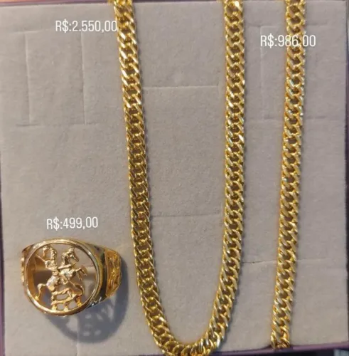 conjunto anél, pulseira e colar masculino rommanel