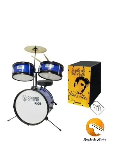 BATERIA INFANTIL SPRING KIDS + MINI CAJON LIVERPOOL ELVIS PRESLEY