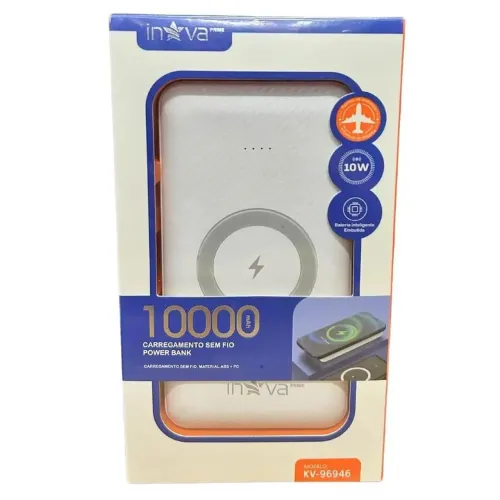 carregador portátil da marca Inova, modelo KV-96946, com capacidade de 10.000 mAh.