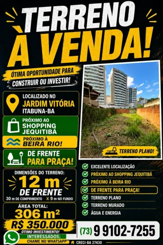Lote/Terreno para venda com 306 metros quadrados em Jardim Vitória - Itabuna - Bahia