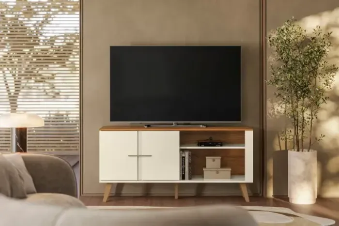 Bancada Ilhéus 135cm com 2 portas de correr para TV até 55"