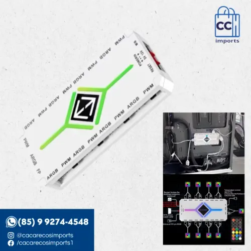 Controlador de Ventoinhas ARGB + PWM 5V 1 para 10 com Controle Remot... | Novo