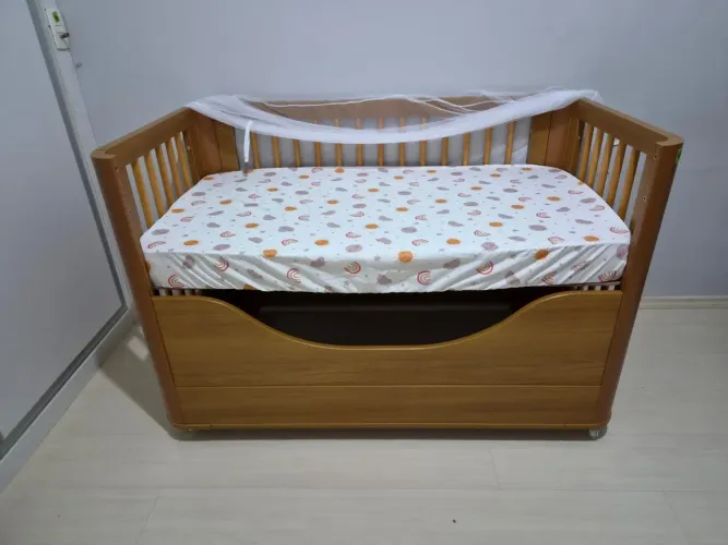 Berço MDF 3 em 1 Savana fosco.
