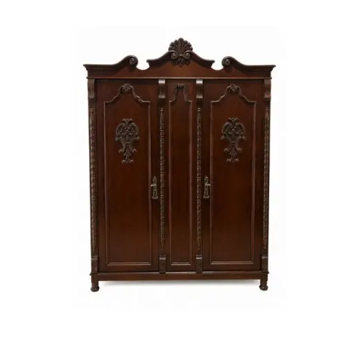 Guarda-Roupa Antigo 2 Portas em Madeira - Grande, Robusto e Trabalhado