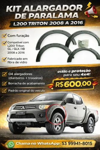 Kit Alargador de Paralama L200 Triton 2008 a 2016