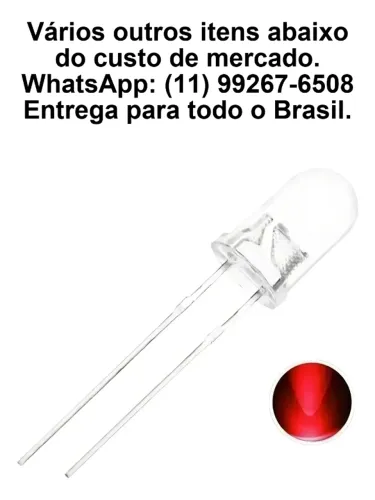 50x LED 5mm Vermelho Alto Brilho 625-630nm 1800-2000mcd
