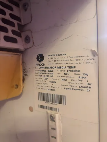 Conservador Vertical Fricon 402 Litros Vcfm402l - 220 Volts