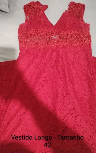 Vestido Vermelho Longo Festa - Tamanho 42