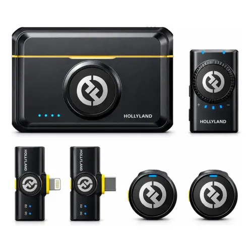 MICROFONE HOLLYLAND LARK M2 COMBO ORIGINAL PARA CÂMERA, IPHONE E ANDROID