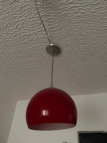Pendente sobrepor redondo vidro vermelho 