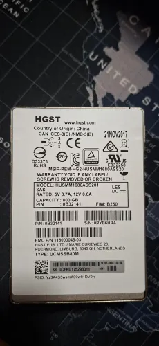 SSD Hgst interprise SAS 800gb 12gb/s 2,5 PN: 0B32141
