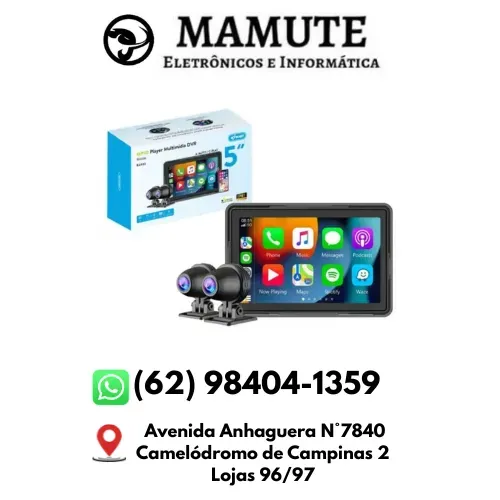 Multimídia para Moto DVR 5'' IPS CarPlay Android Auto Bluetooth IP67 Knup KP- RA932
