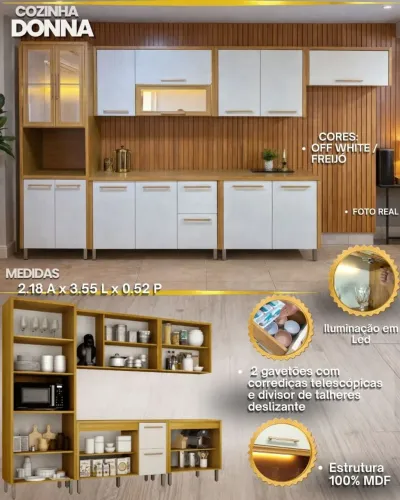 Cozinha GRANDE 100% MDF com luz de led "MONTAMOS E ENTREGAMOS"