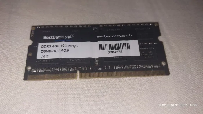 Memória Ram Ddr3 4gb 1600mhz BestBattery para notebook
