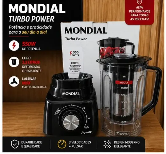 LIQUIDIFICADOR MONDIAL 550 WATTS 127 VOLTS NOVO