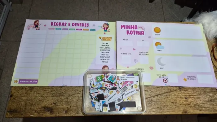 2 Quadros de Rotina Infantil + Regras e Deveres com Fichinhas