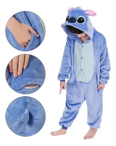 Pijama Stitch Lilo Macacão Pijama Stitch Azul ou Rosa.