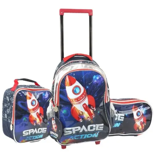 Kit mochila 3 peças foguete