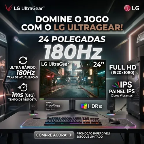 Monitor LG Ultragear 24 polegadas 180hz