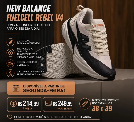 Tênis New Balance Fuelcell TM 37 e 39